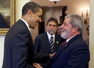 President Obama welcomes the President of Brazil, Lula Da Silva, to the Oval Office of the White House on Saturday, March 14, 2009. (White House photo by Pete Souza)
